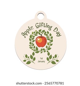 Label dedicated to Apple Gifting Day date. Vector illustration