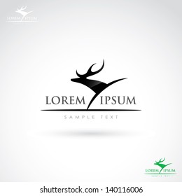 Label with deer - vector illustration