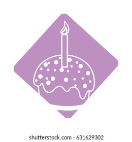label delicious cupcake with candle to happy birthday
