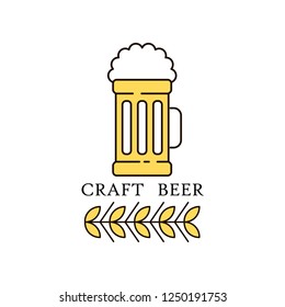 Label delicious foam beer drink. Premium craft beer. Label for the menu.