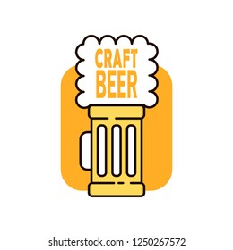 Label delicious foam beer drink. Premium craft beer. Label for the menu.