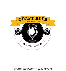 Label delicious foam beer drink. Label for the menu. Premium craft beer.