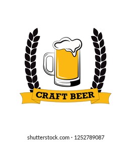 Label delicious foam beer drink. Label for the menu. Premium craft beer.