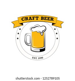 Label delicious foam beer drink. Label for the menu. Premium craft beer.