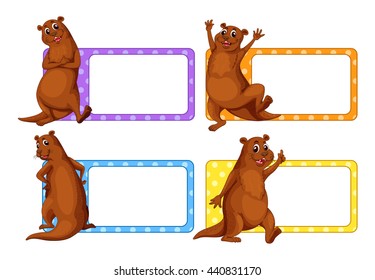 Label design with beavers illustration