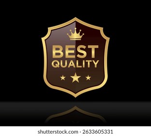 Label design of Best Quality, stylist and elegant golden color badge. Commonly used for marketing, packaging, and branding for upscale products and services.
