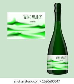 Label design for a bottle of wine with an abstract landscape. Vector illustration.