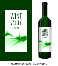Label design for a bottle of wine with an abstract landscape. Vector illustration.