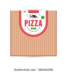 Diseño de etiquetas para caja de pizza. Impresión de color brillante