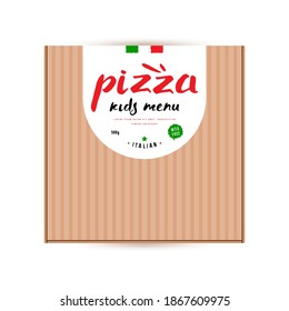 Diseño de etiquetas para caja de pizza. Estilo dibujado a mano. Impresión de color brillante