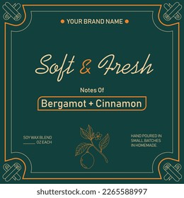 Label Design For Candle Product With Natural Green Color Combination and icon