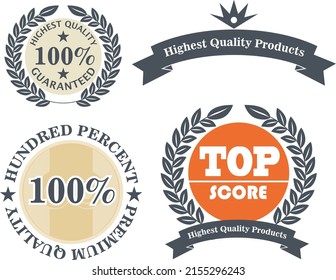 label design concept set flat vector illustration for branding, product promotion, warranty, and quality 
