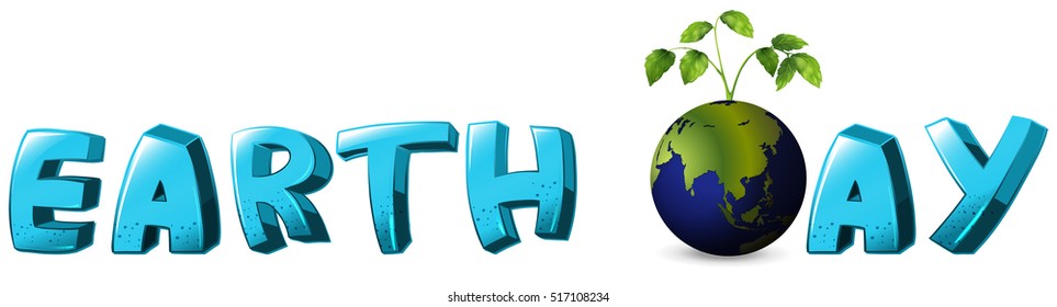 Label design for earth day with globe illustration