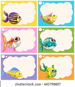 Label design with fancy fish illustration