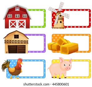 Label design with farm theme illustration