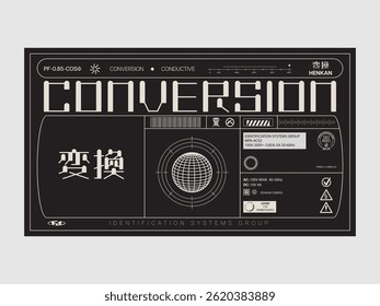 Label design.  Graphic asset for streetwear design. Retro futuristic element  for apparel, clothing and poster