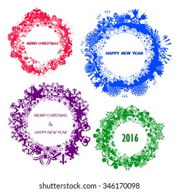 label design of merry christmas and happy new year