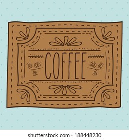 Label design over blue background, vector illustration