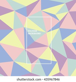 Label design with polygon background. Pastel color vector illustration