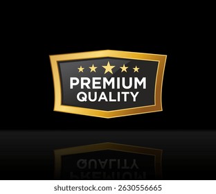 Label design of Premium Quality, stylist and elegant golden color frame. Commonly featured in premium packaging, branding, and marketing for upscale products and services.