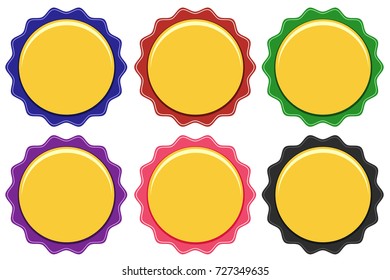 Label design with six different colors illustration