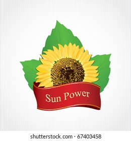 Label design with a sunflower & leafs