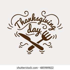 Label design template to Thanksgiving Day. Black icon with turkey for banner and invitation. Vector tag, stickers and badge with symbol for fall holiday. Flat design. Illustration isolated