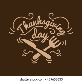 Label design template to Thanksgiving Day. Black icon with turkey for banner and invitation. Vector tag, stickers and badge with symbol for fall holiday. Flat design. Illustration isolated