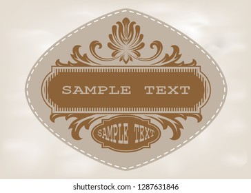 Label design template in vintage style with beautiful filigree and retro border for premium invitation or luxury postcard, decorative frame, ornament vector