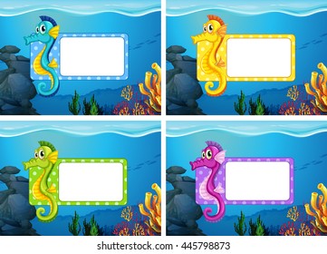 Label design with underwater theme illustration