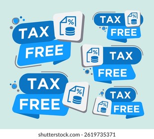 Label design of unique bubble speech and tax icon with text Tax Free, stand out tag design to upscale your business marketing