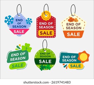Label design of unique bubble speech and calendar icon with text End of Season, stand out tag design to upscale your business marketing