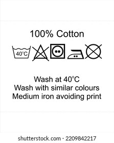 label design wash instructions used in the clothing production industry and installed on clothes