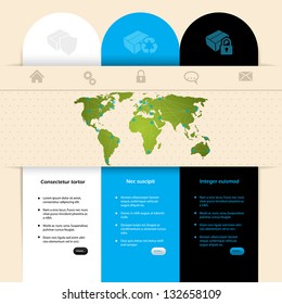 Label design website template with different colors and products