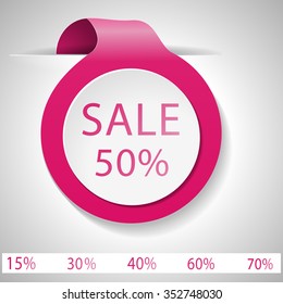 Label discount on Valentine's Day. Sale. Vector label. Pink label with space for writing