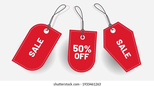 Label Discount price tag, red with various shapes Vector