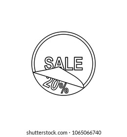 label discounts 20 icon. Element of sale signs for mobile concept and web apps. Thin line icon for website design and development, app development. Premium icon on white background