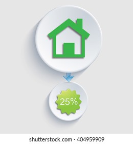 Label discounts and logo with the house