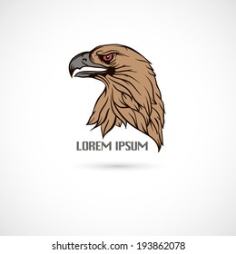 Label with an eagle's head. Vector.