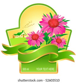 Label with Echinacea