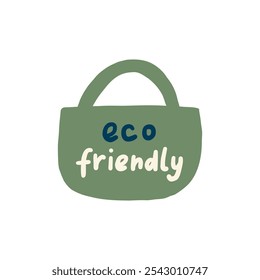 Label Eco-Friendly isolated on white background. Vector illustration in naive hand drawn style