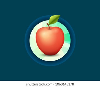 Label Emblem of Fresh Tasty Apple isolated on dark background - Vector Illustration for organic juice.