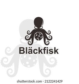 Label and emblem with octopus and Pickleball. Octopus logo design template Premium Vector, Vector illustration.