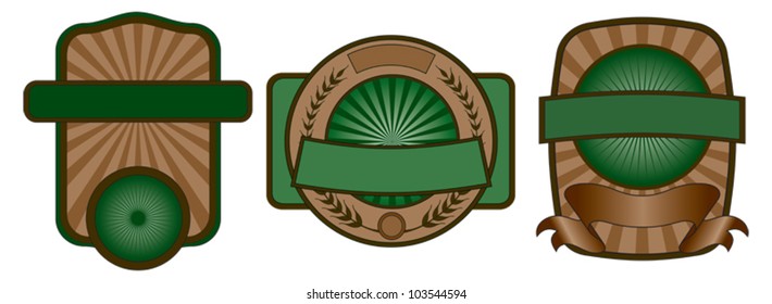 Label Emblem Set is an illustration of a set of three label or emblem designs. Also makes a great template for t-shirt designs.