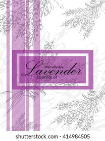 label for essential oil of lavender with hand drawn flowers