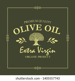 etiqueta para aceite de oliva virgen extra con olivo decorativo