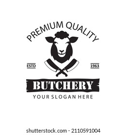 label of farm animal sheep for butchery isolated on white background