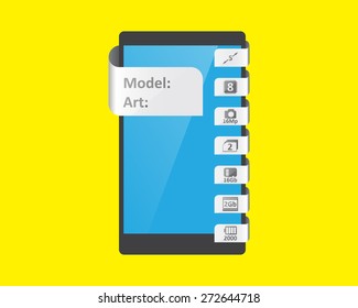 label feature for smartphone, vector illustration