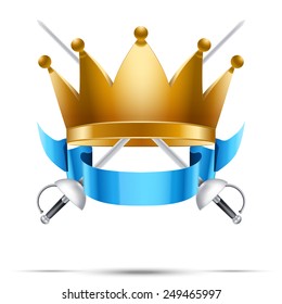 Label of Fencing club or competition. Vector Illustration isolated on white background.