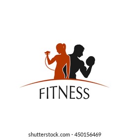 label fitness club with the image of women and men